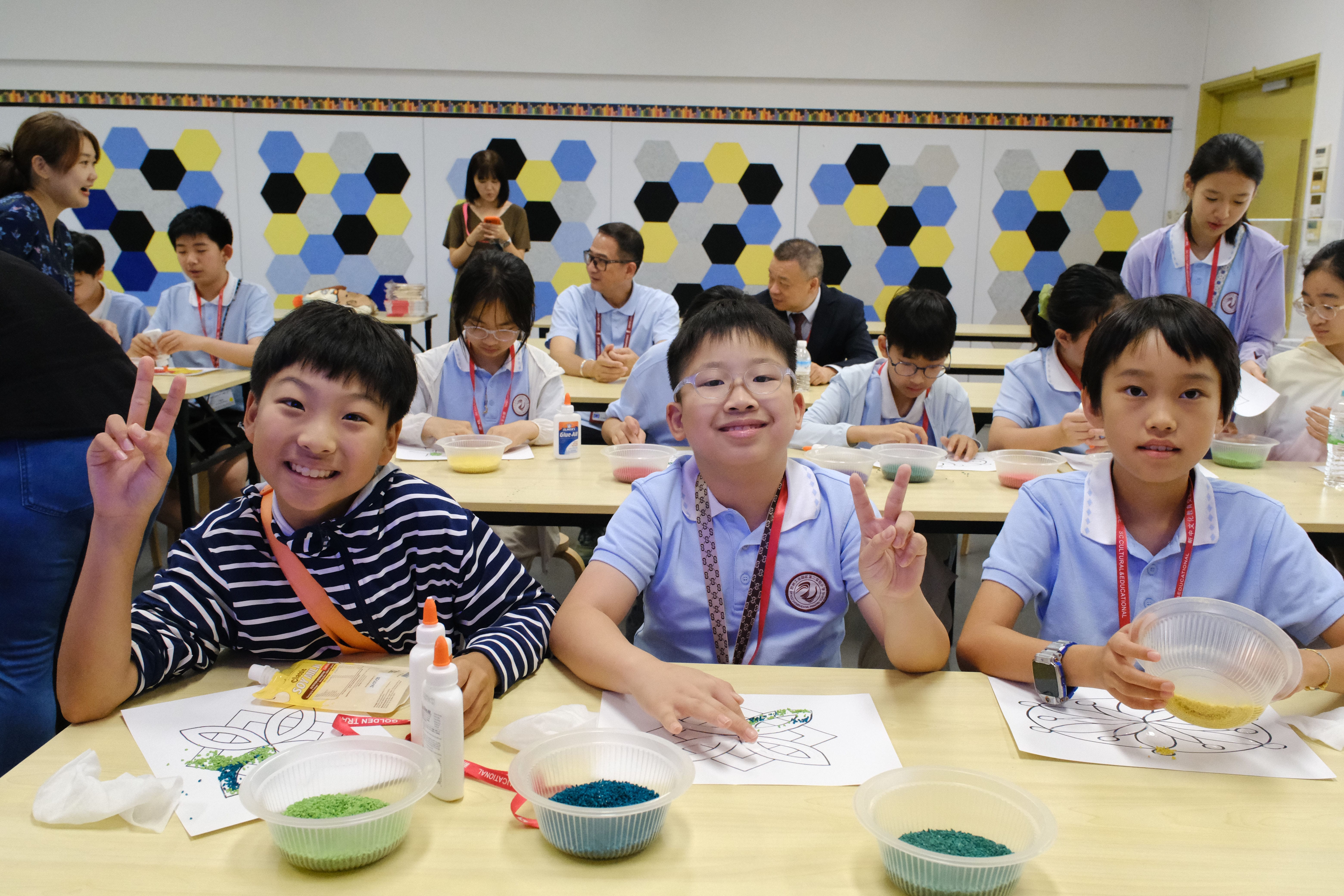 Happy faces all around as students created beautiful Kolam designs